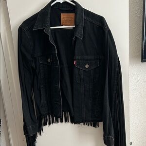 Levi's Black Denim Jacket with Fringe
